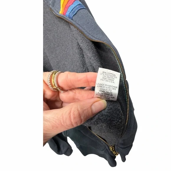 Aviator Nation Charcoal Zip-Up with Rainbow Stripes - Picture 5 of 9